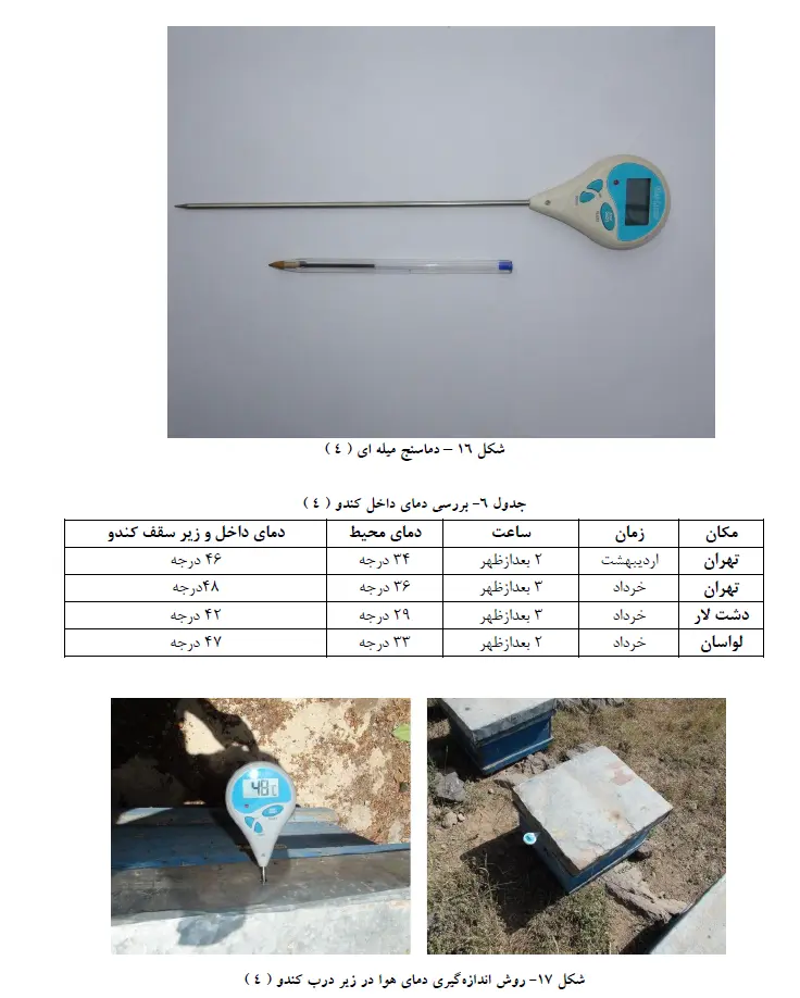 بررسی دمای داخل کندو